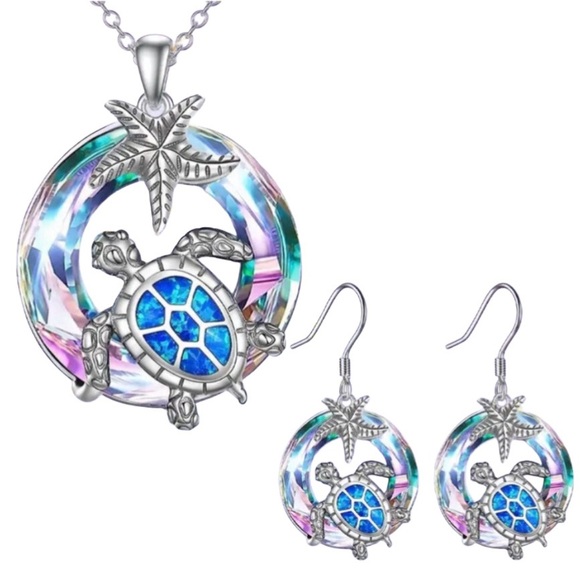 Turtle And Starfish Necklace And Earrings - Picture 1 of 3